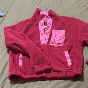 Red and Pink Fleece Pullover